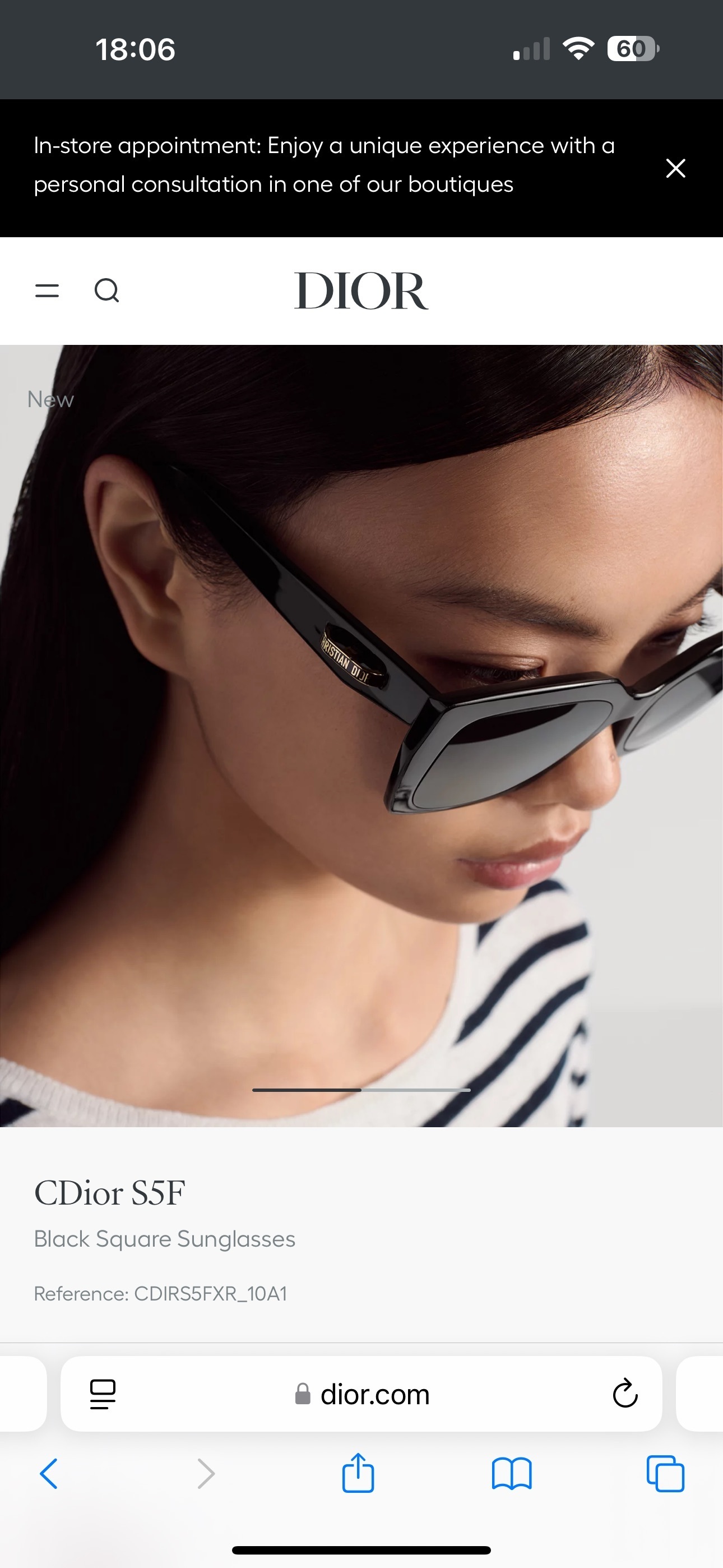 CDior S5F Black Square Sunglasses – Elegant Designer Eyewear