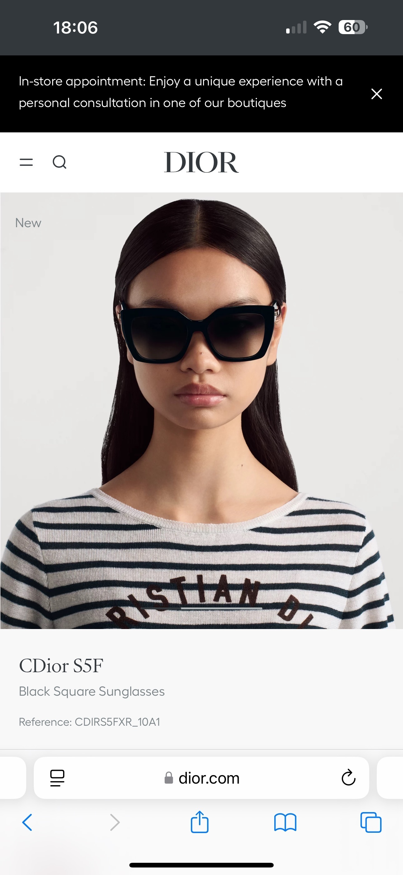 CDior S5F Black Square Sunglasses – Elegant Designer Eyewear