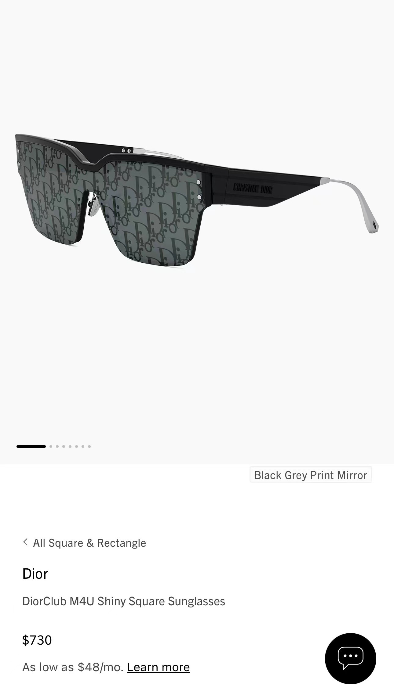 Dior DiorClub M4U Shiny Square Sunglasses – Black Grey Monogram