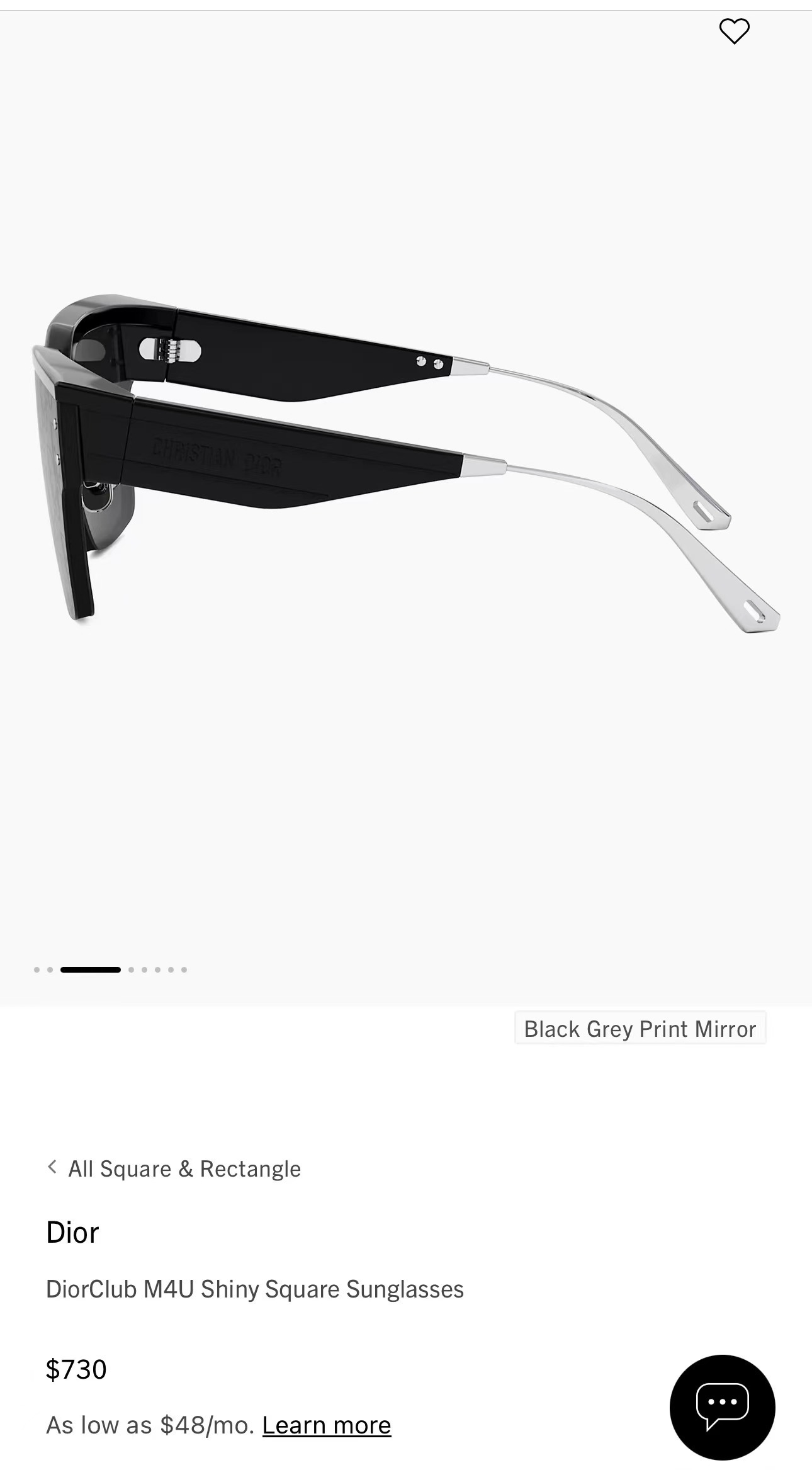 Dior DiorClub M4U Shiny Square Sunglasses – Black Grey Monogram