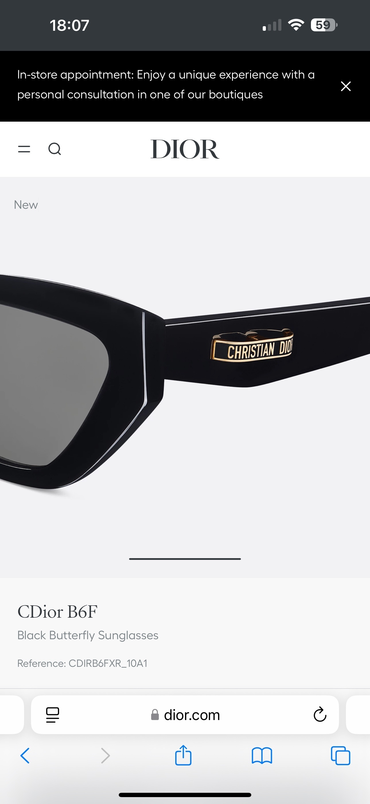 Dior CDior B6F Black Butterfly Sunglasses – Luxury Eyewear