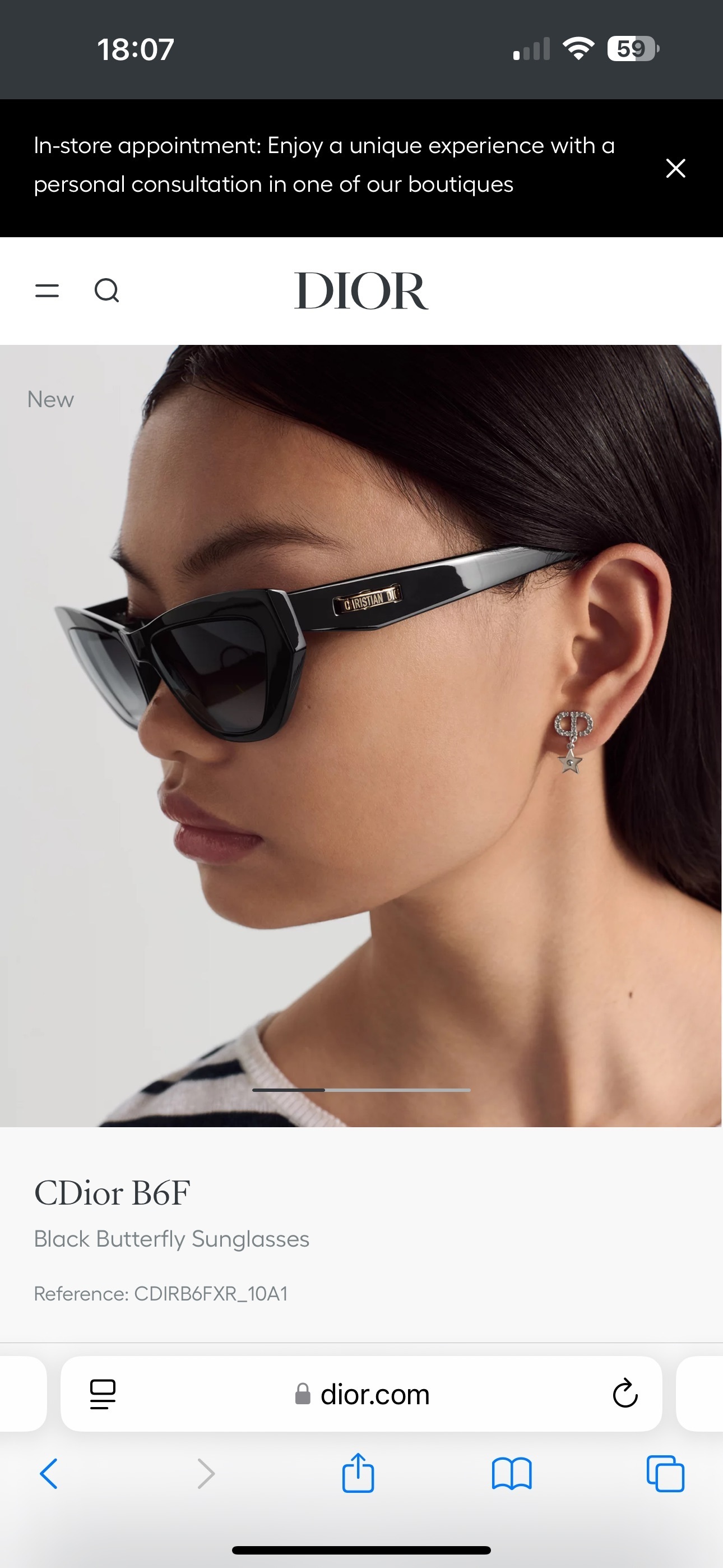 Dior CDior B6F Black Butterfly Sunglasses – Luxury Eyewear