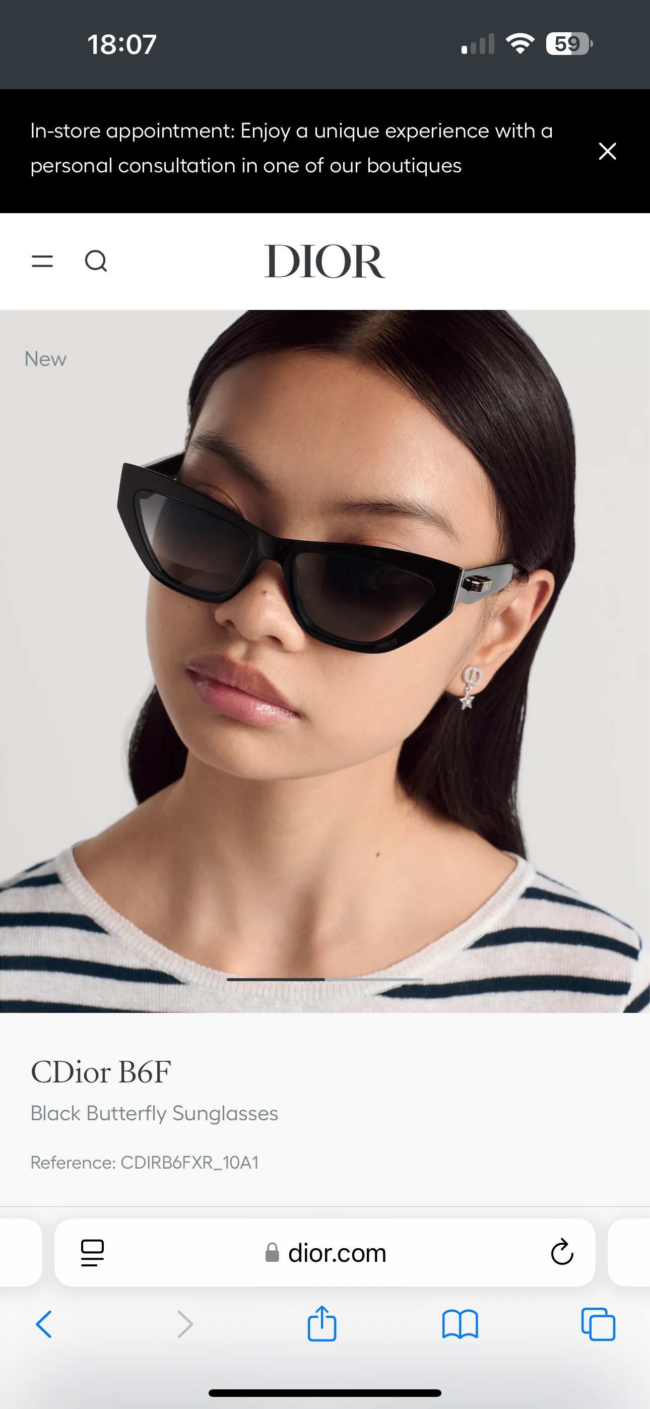 Dior CDior B6F Black Butterfly Sunglasses – Luxury Eyewear