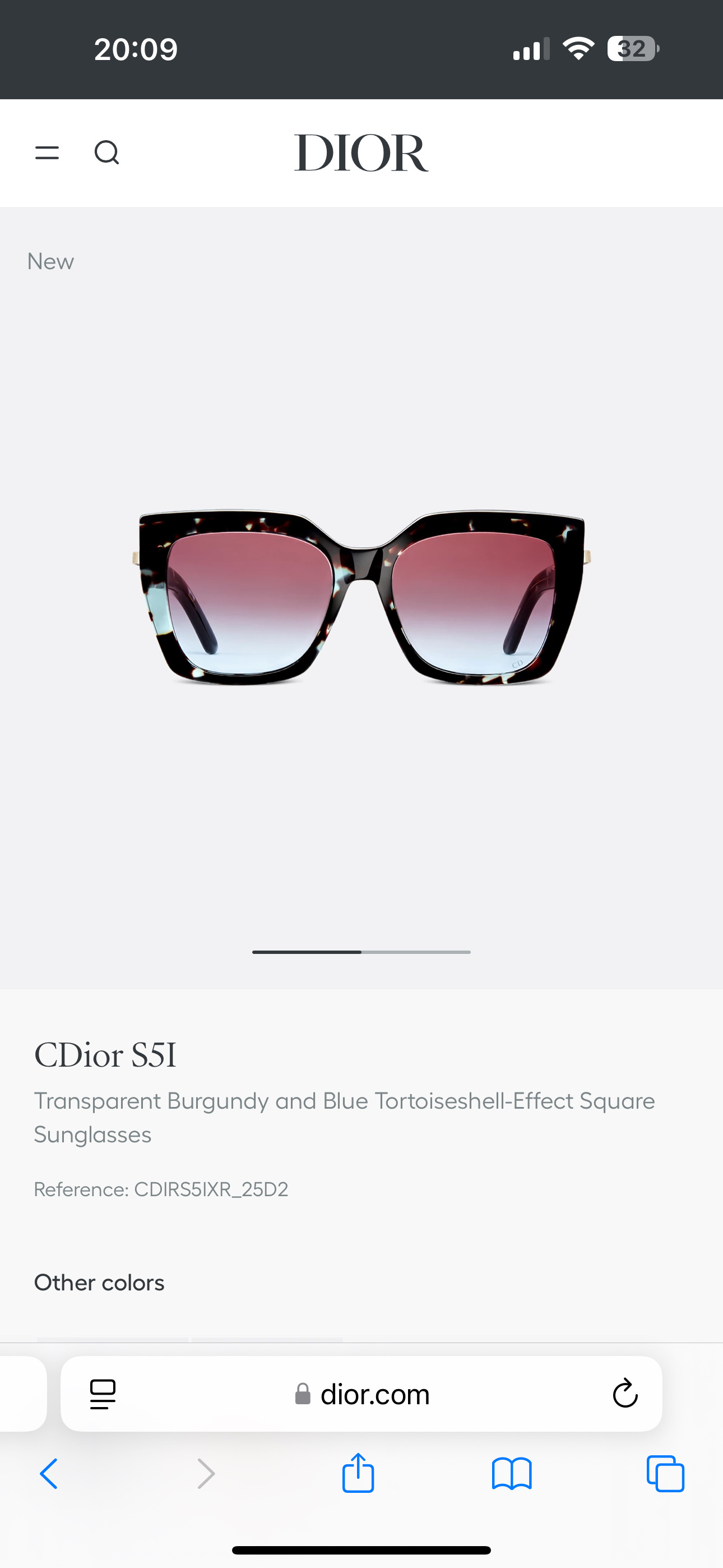 Dior CDior S5I Tortoiseshell Square Sunglasses for Women