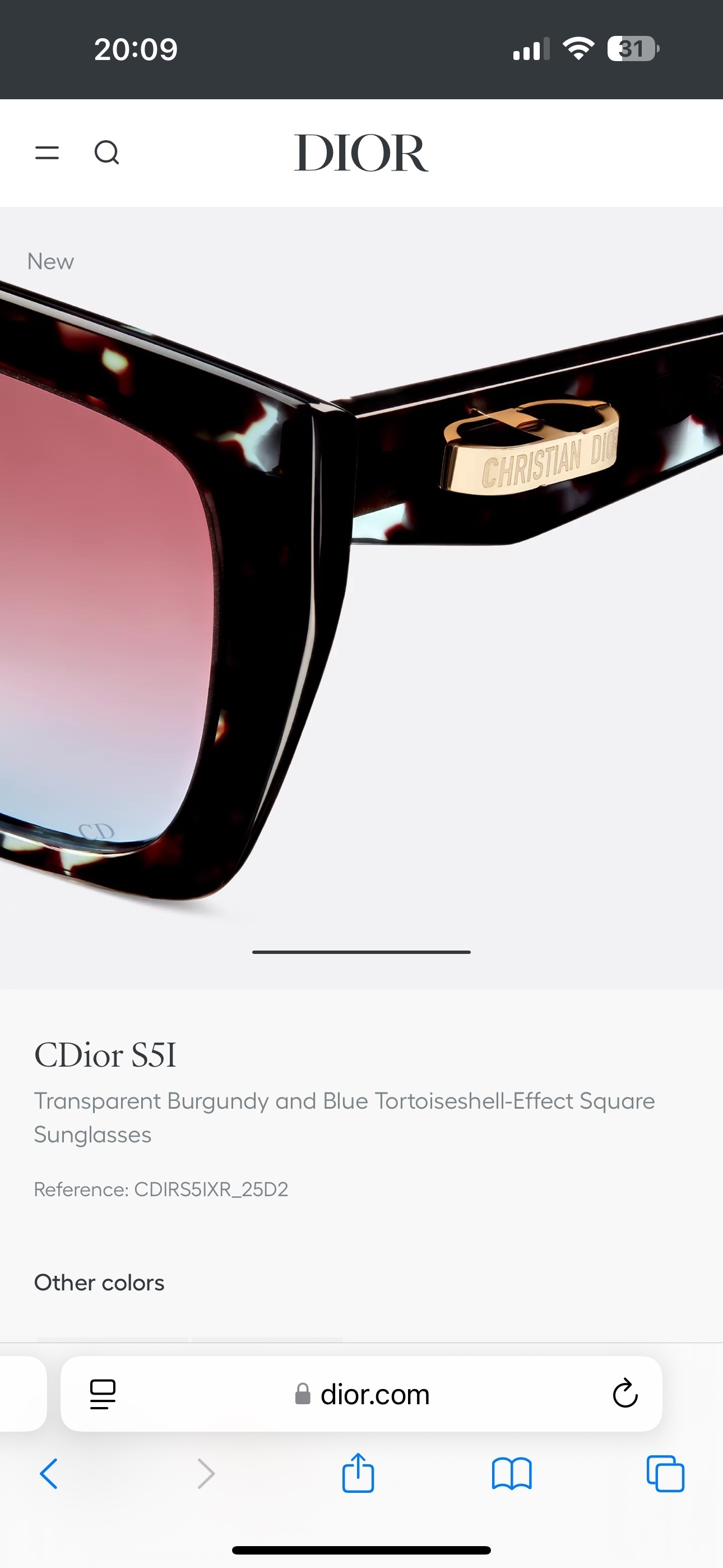 Dior CDior S5I Tortoiseshell Square Sunglasses for Women