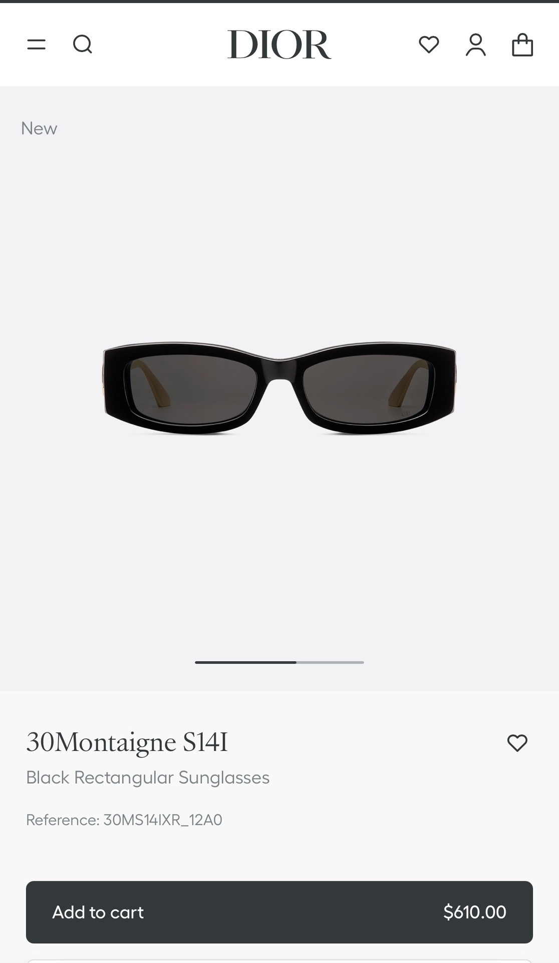 Dior 30Montaigne S14I Black Rectangular Sunglasses