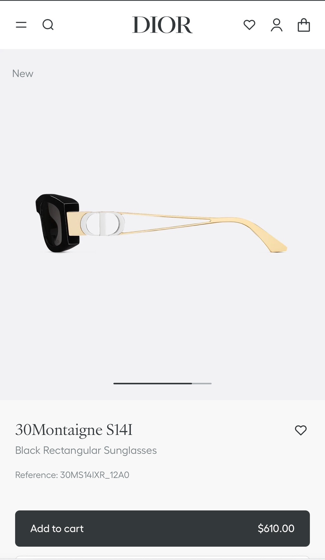 Dior 30Montaigne S14I Black Rectangular Sunglasses