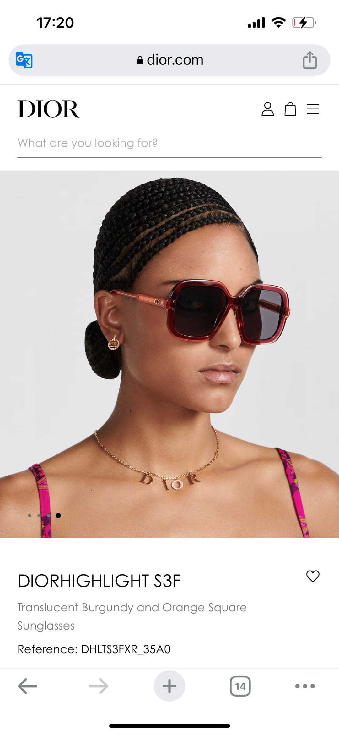Dior Oversized Square Peach Sunglasses for Women