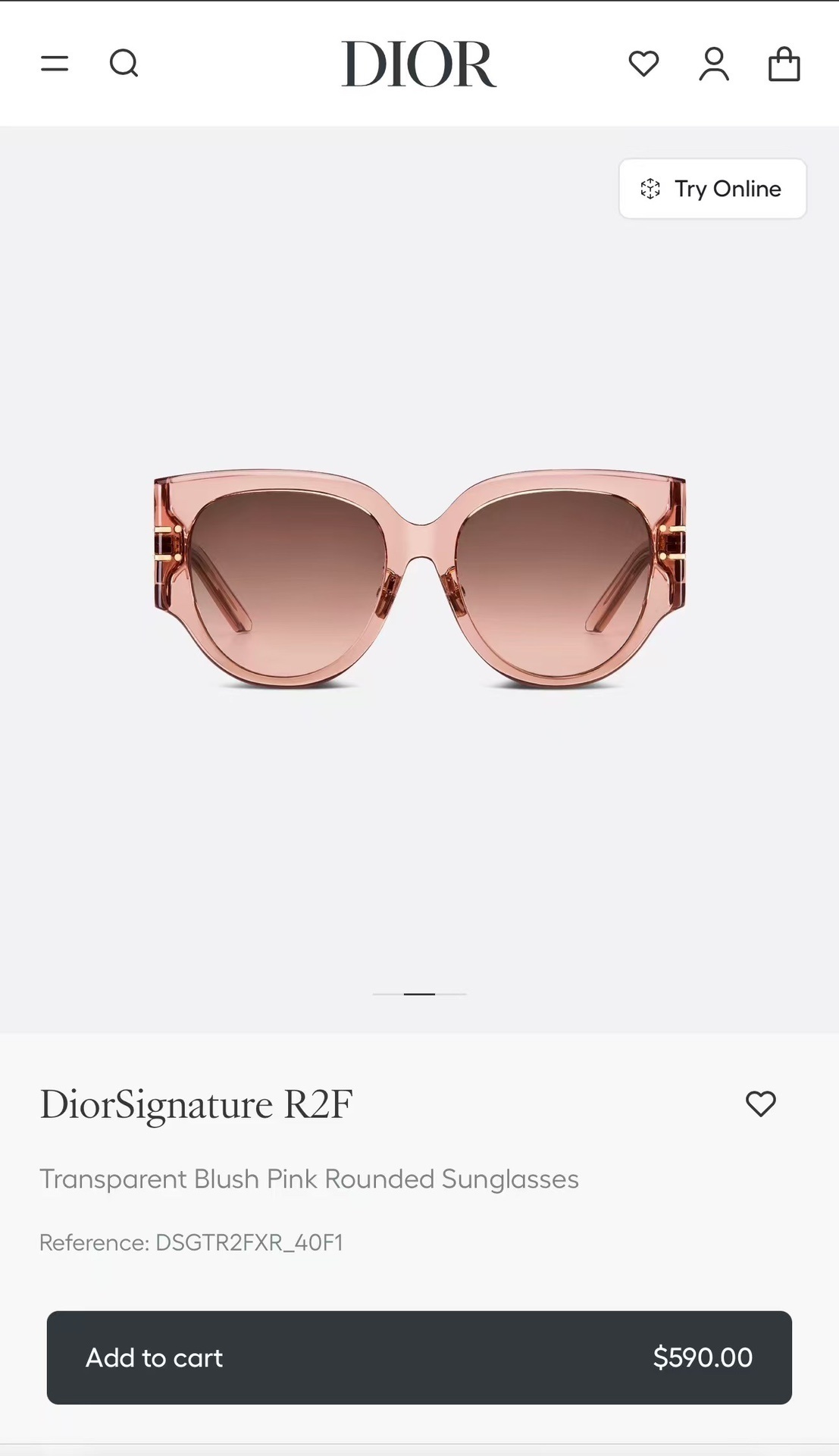 DiorSignature R2F Rounded Sunglasses in Transparent Blush Pink