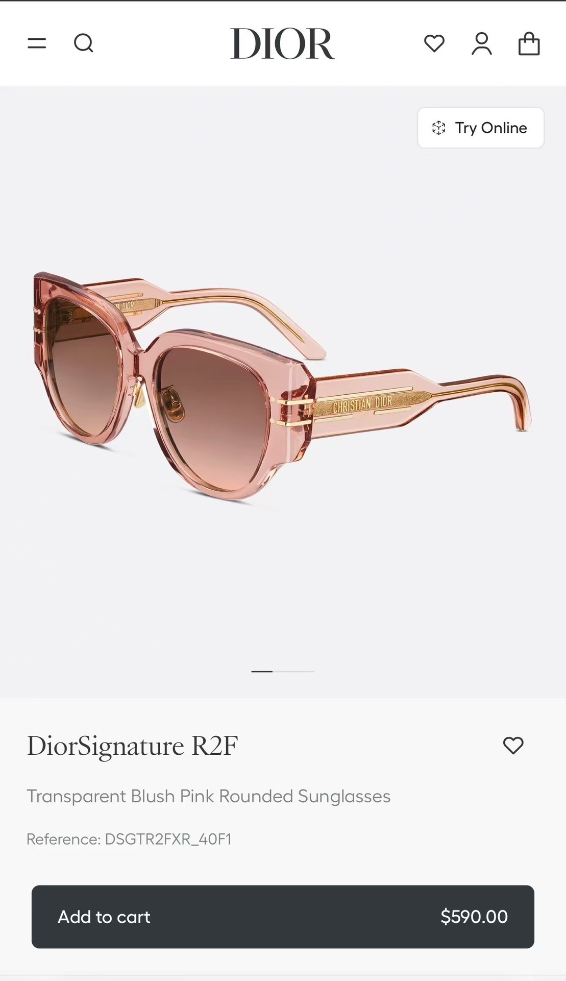 DiorSignature R2F Rounded Sunglasses in Transparent Blush Pink