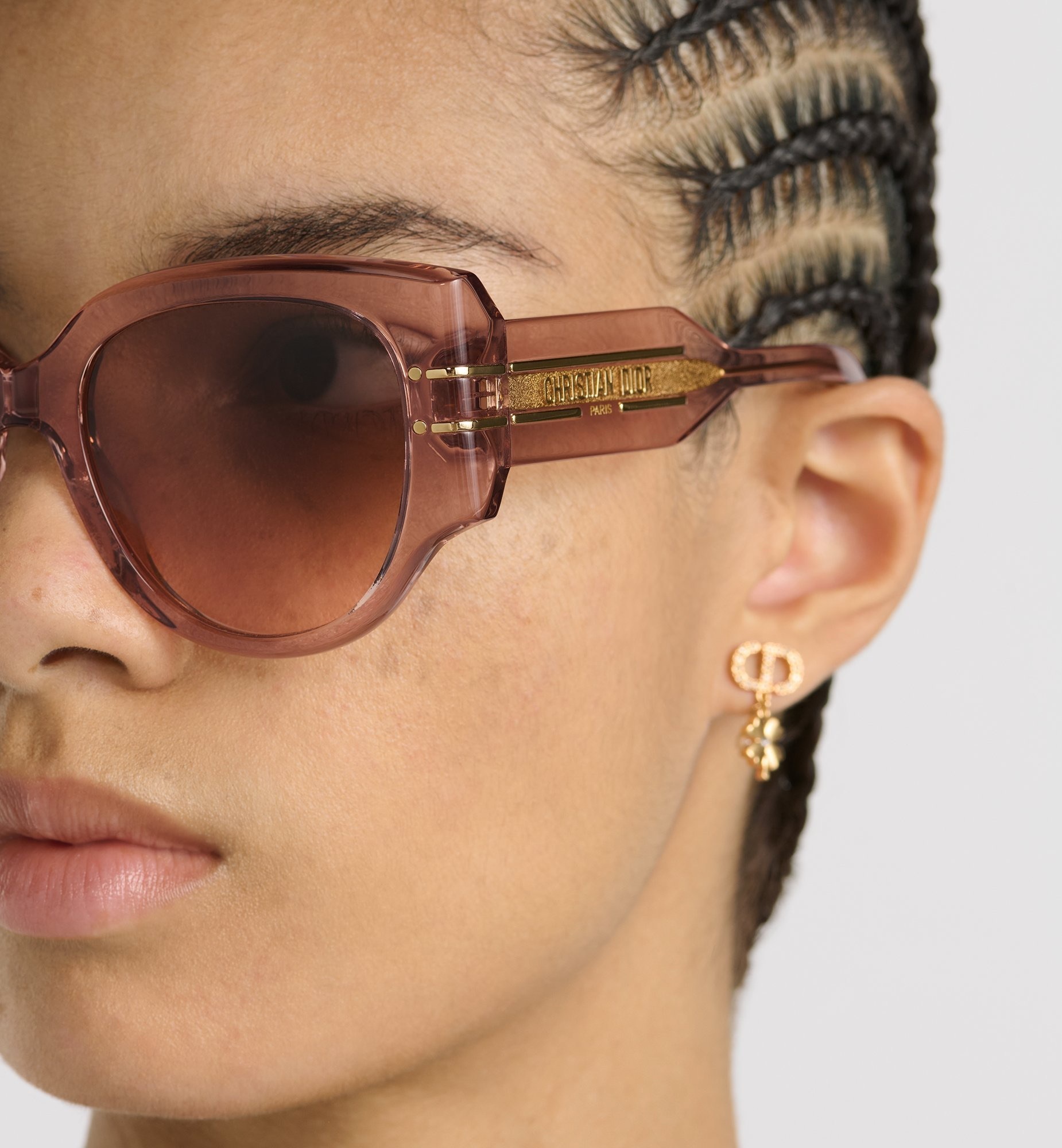 DiorSignature R2F Rounded Sunglasses in Transparent Blush Pink