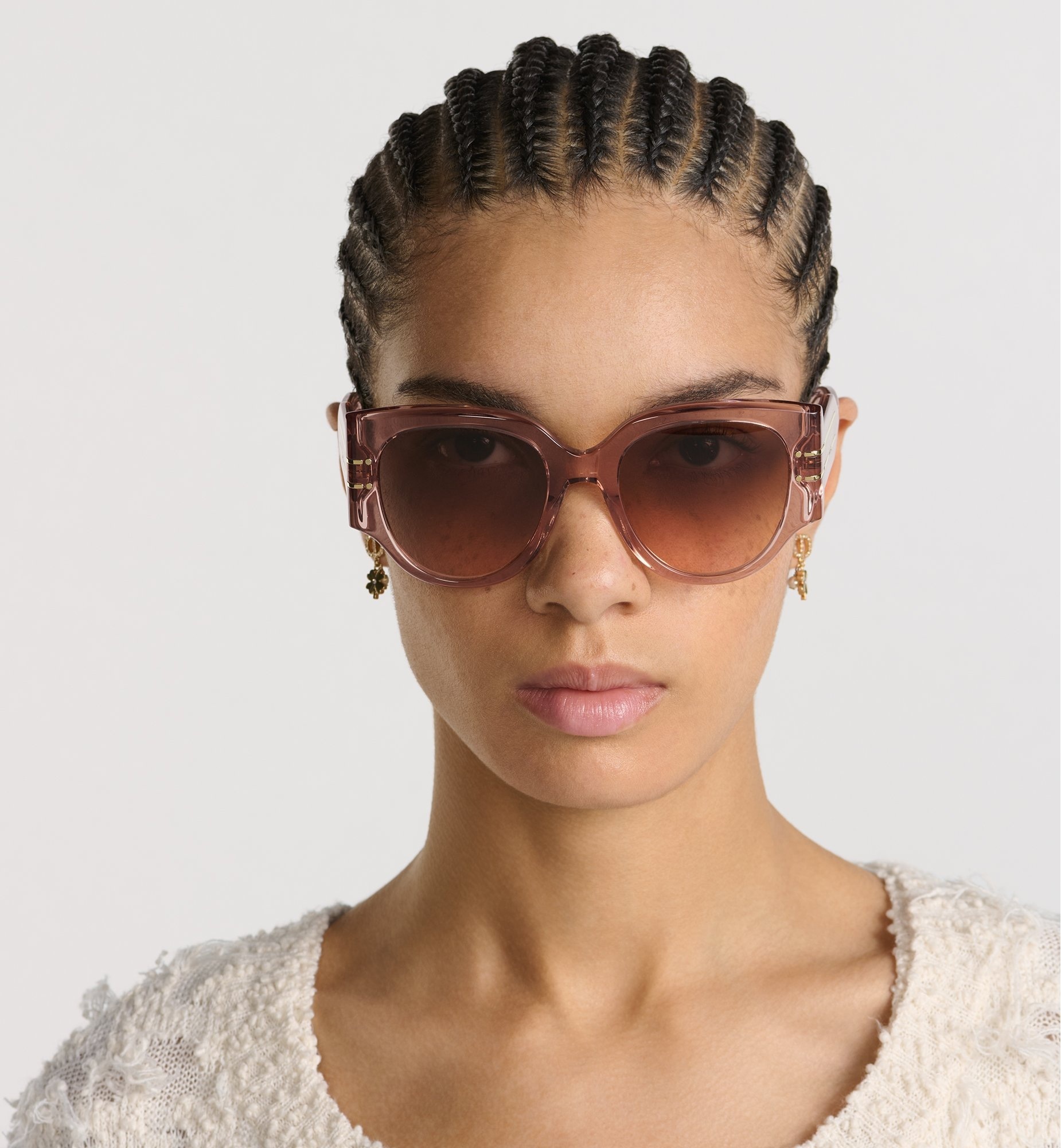 DiorSignature R2F Rounded Sunglasses in Transparent Blush Pink