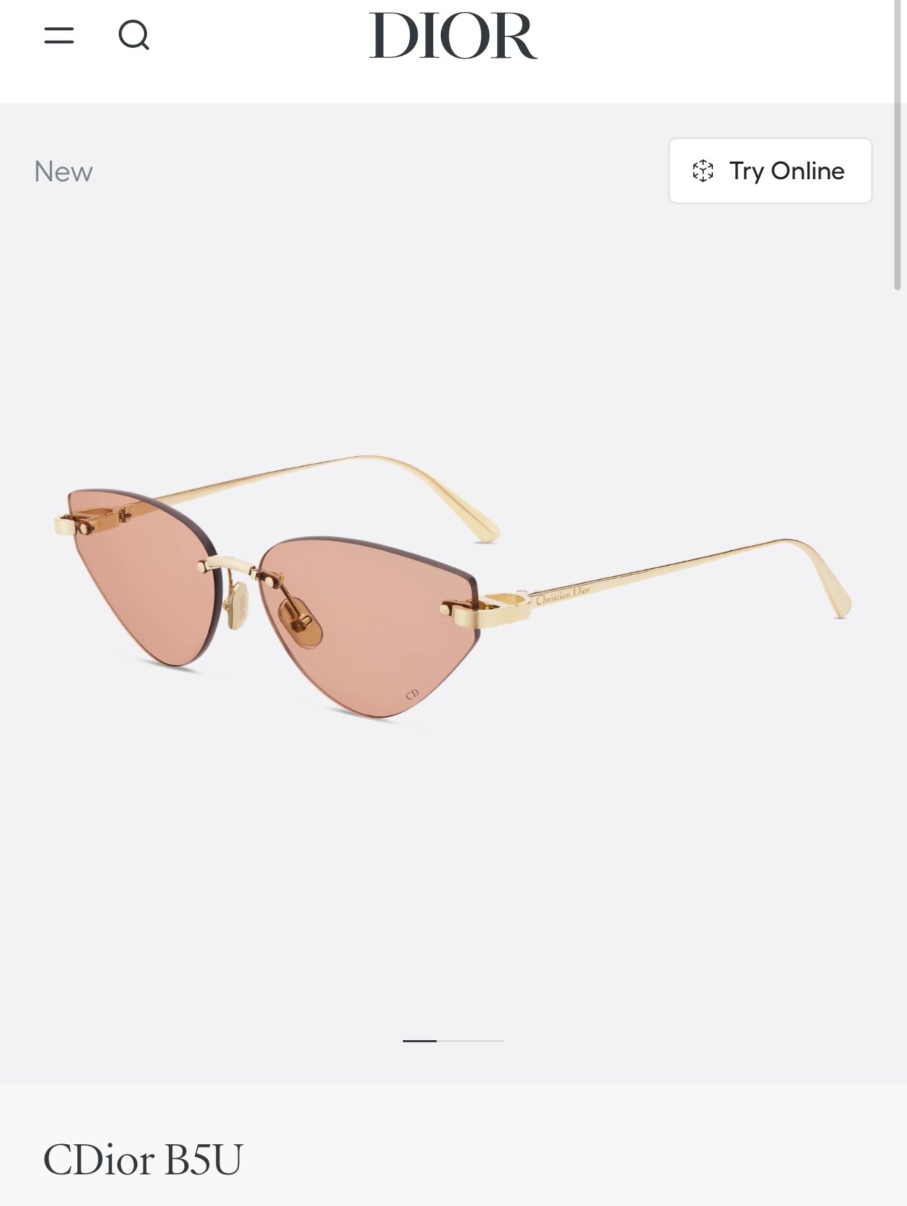 Dior CDior B5U Pink Butterfly Rimless Sunglasses – Gold Finish