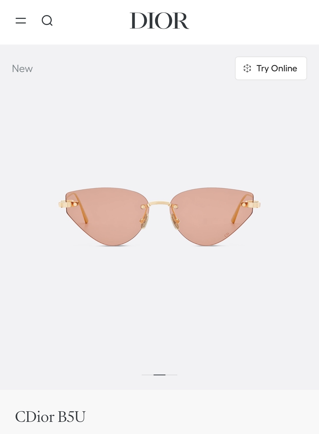 Dior CDior B5U Pink Butterfly Rimless Sunglasses – Gold Finish