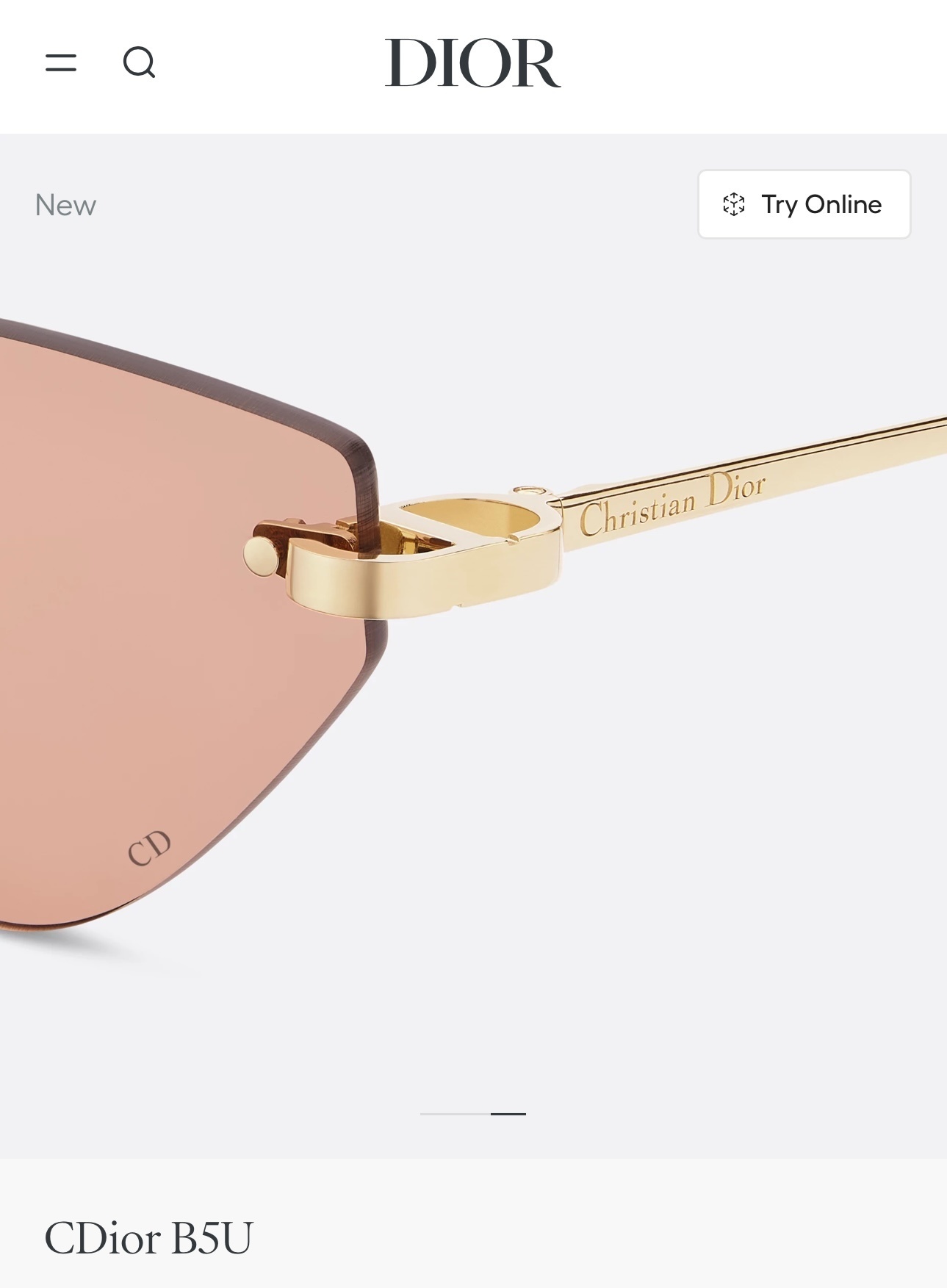 Dior CDior B5U Pink Butterfly Rimless Sunglasses – Gold Finish
