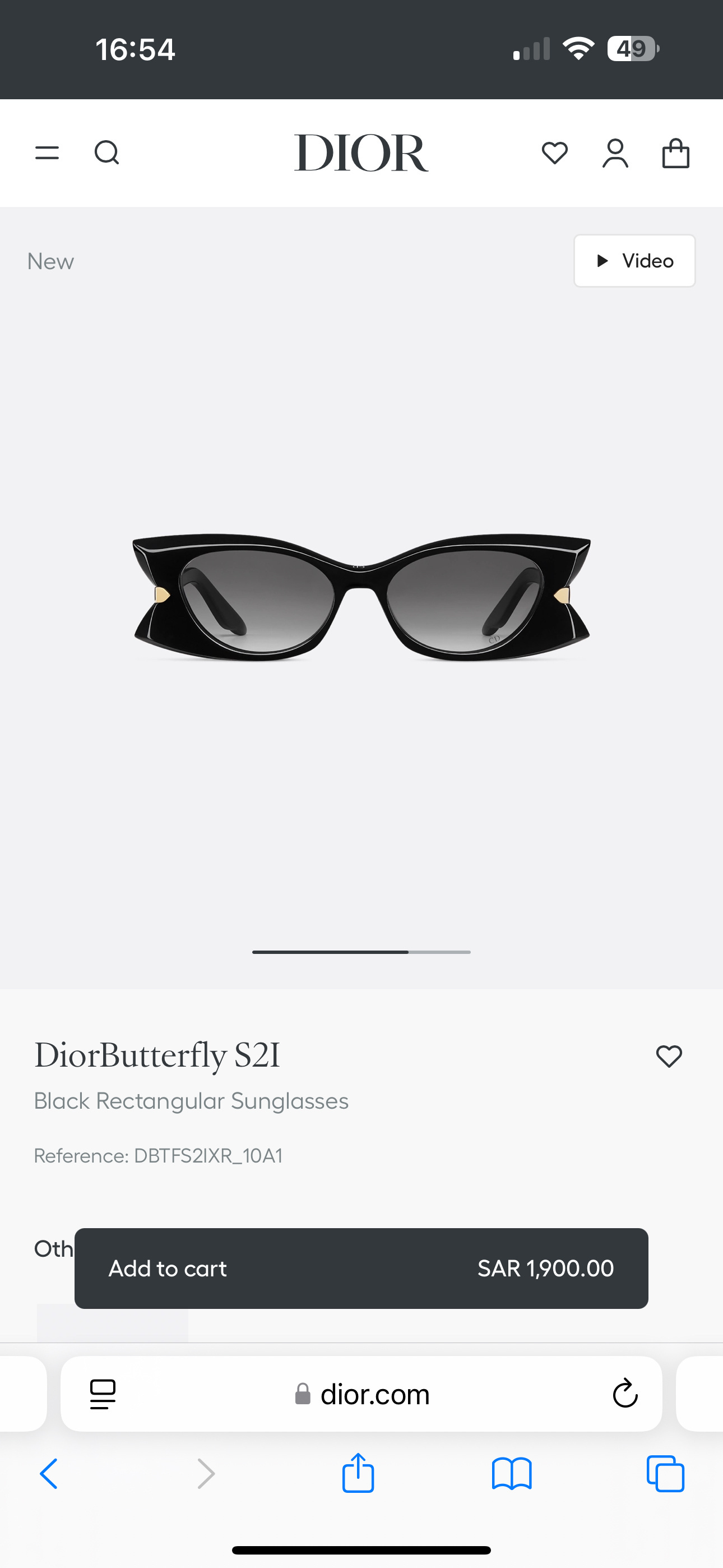DiorButterfly S2I Black Rectangular Sunglasses – Luxury Eyewear
