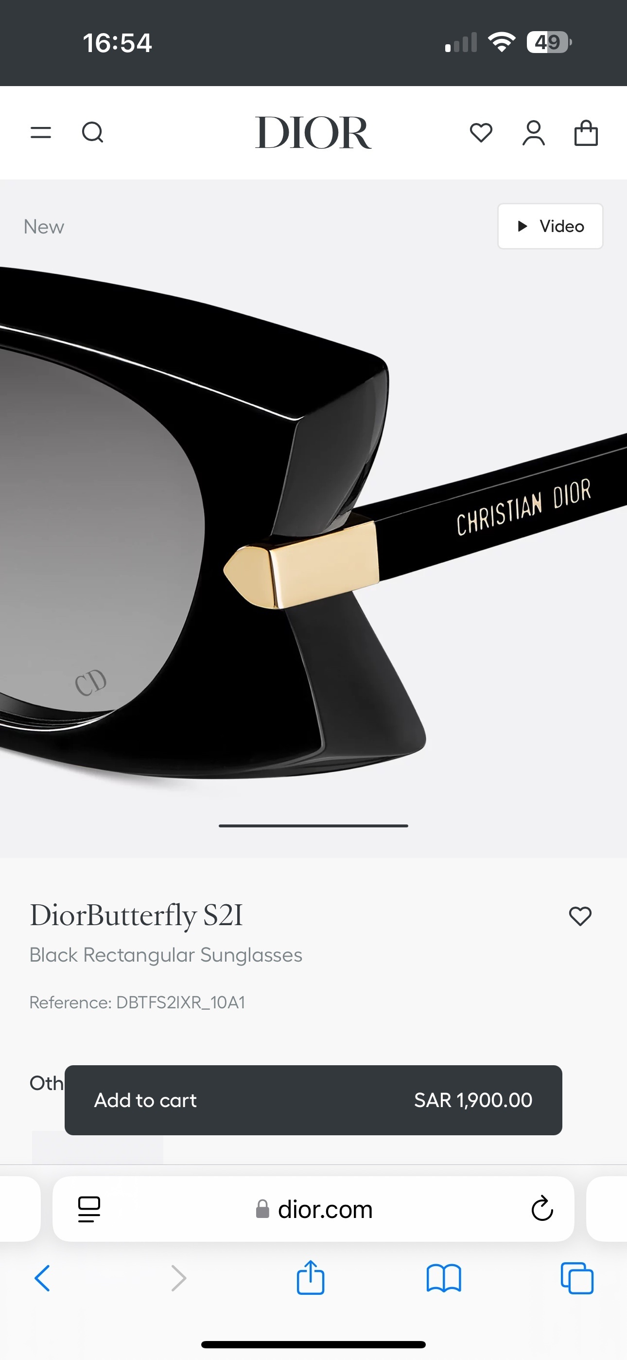 DiorButterfly S2I Black Rectangular Sunglasses – Luxury Eyewear
