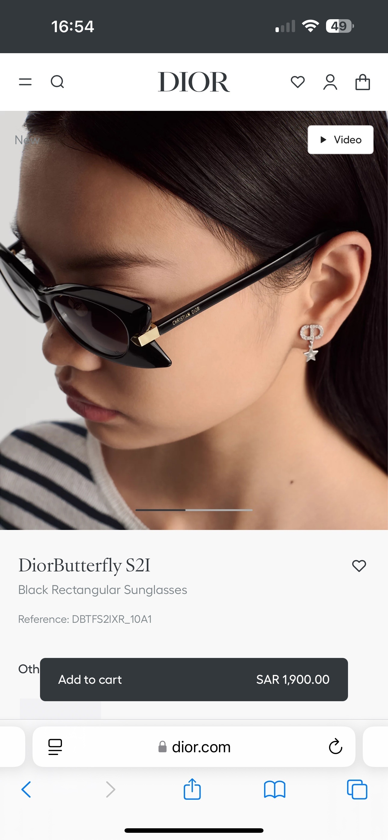 DiorButterfly S2I Luxury Rectangular Sunglasses for Women