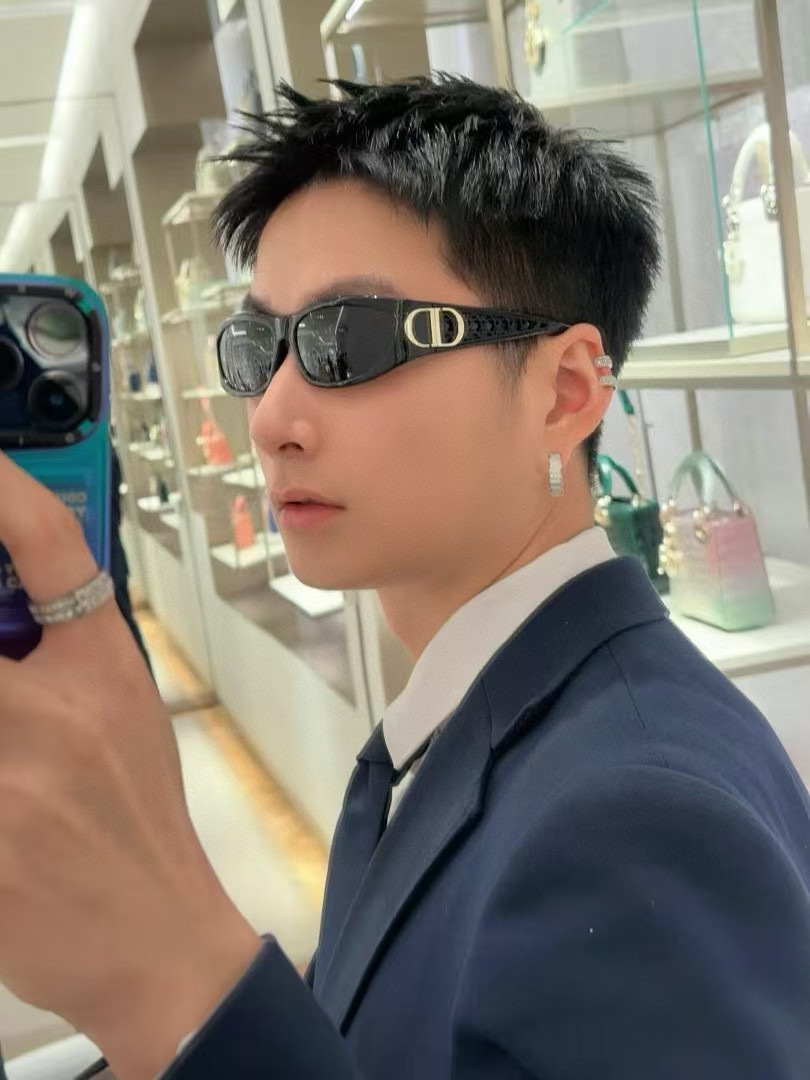 Dior Black Oversized Wrap Sunglasses with Silver CD Logo