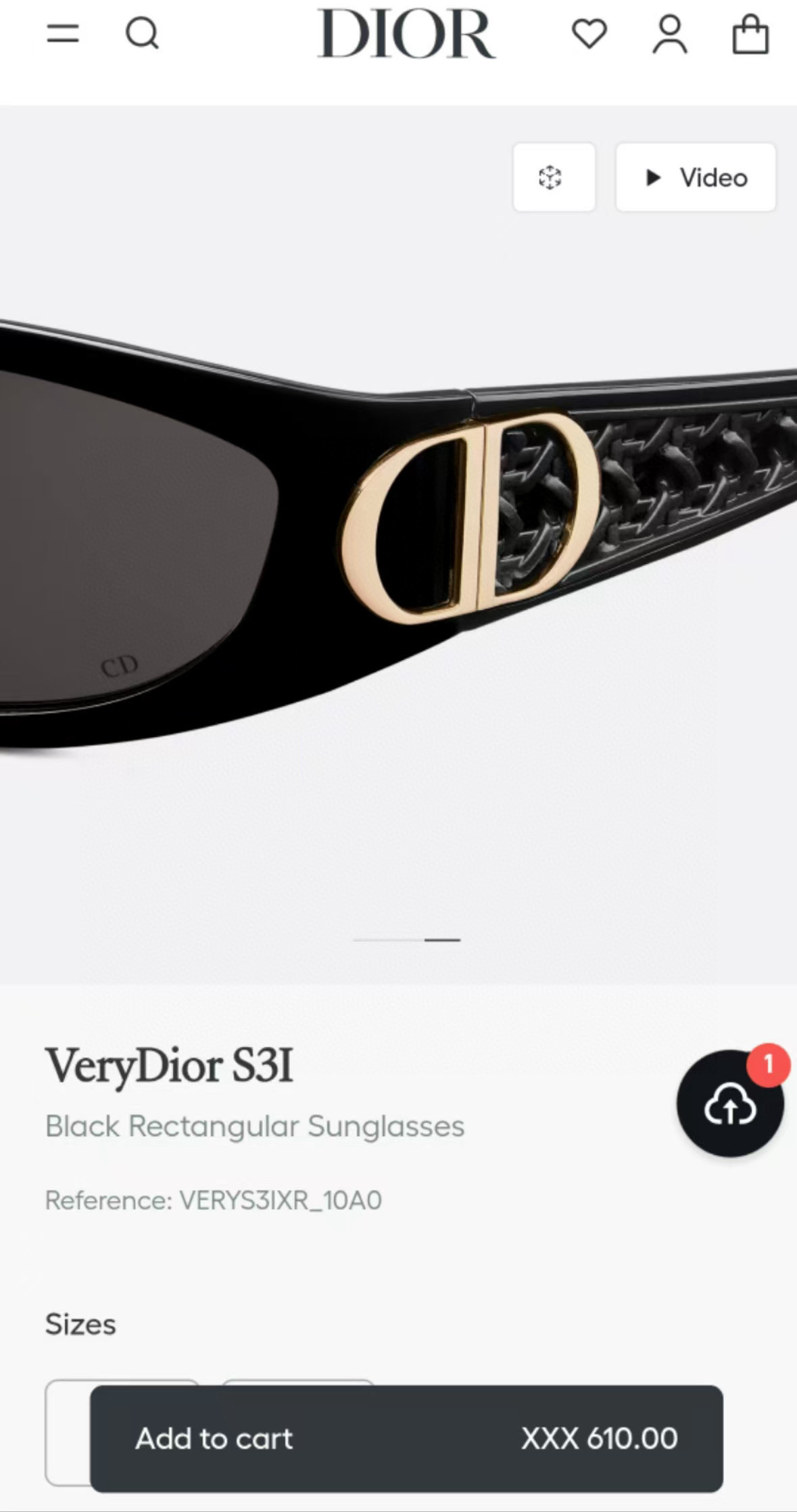 Dior Black Oversized Wrap Sunglasses with Silver CD Logo