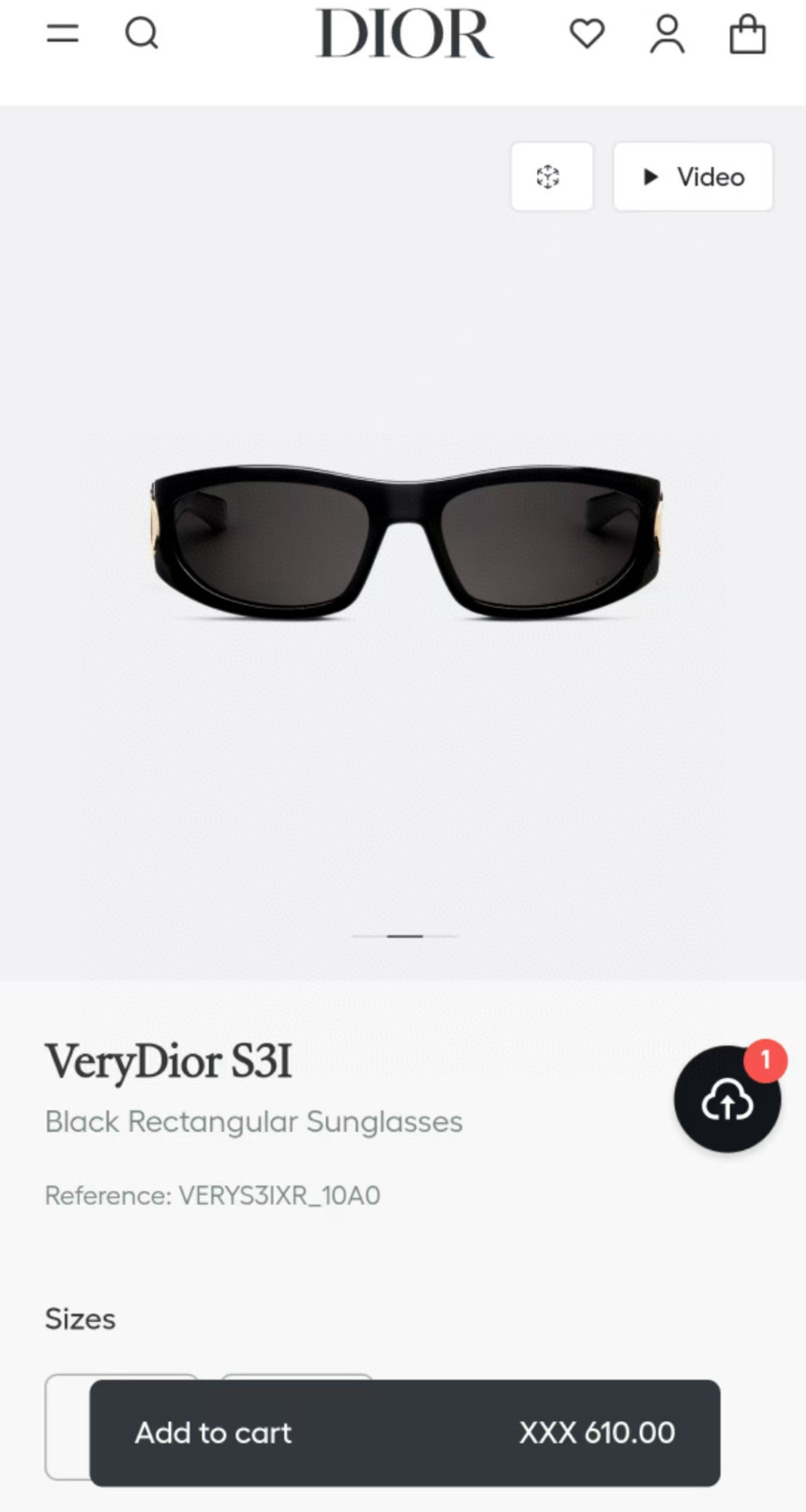 Dior Black Oversized Wrap Sunglasses with Silver CD Logo
