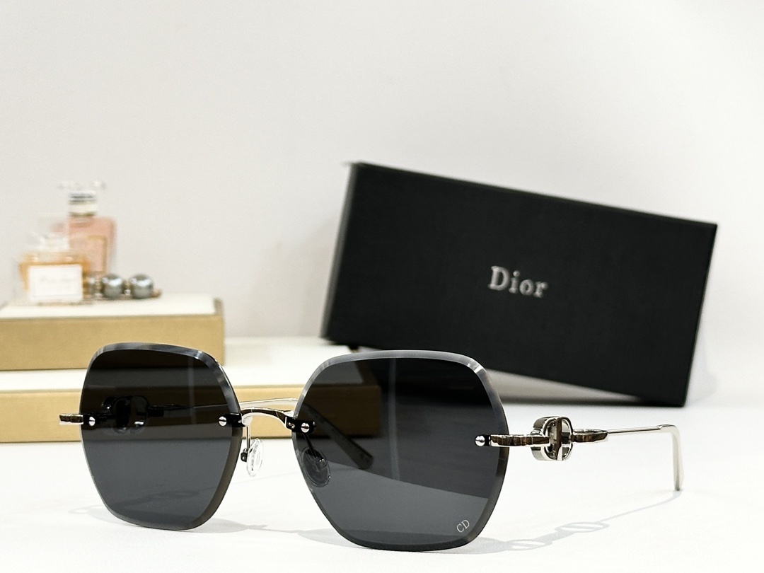 Dior Rimless Hexagonal Sunglasses – Luxury Gold Metal Design