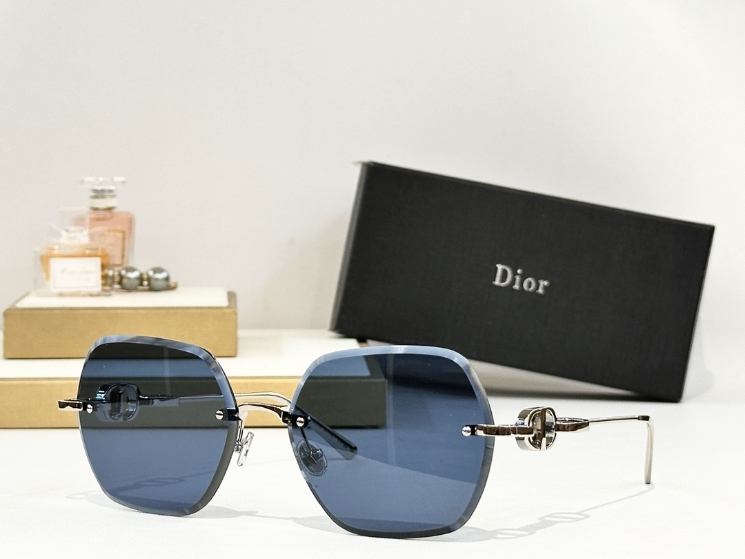Dior Rimless Hexagonal Sunglasses – Luxury Gold Metal Design