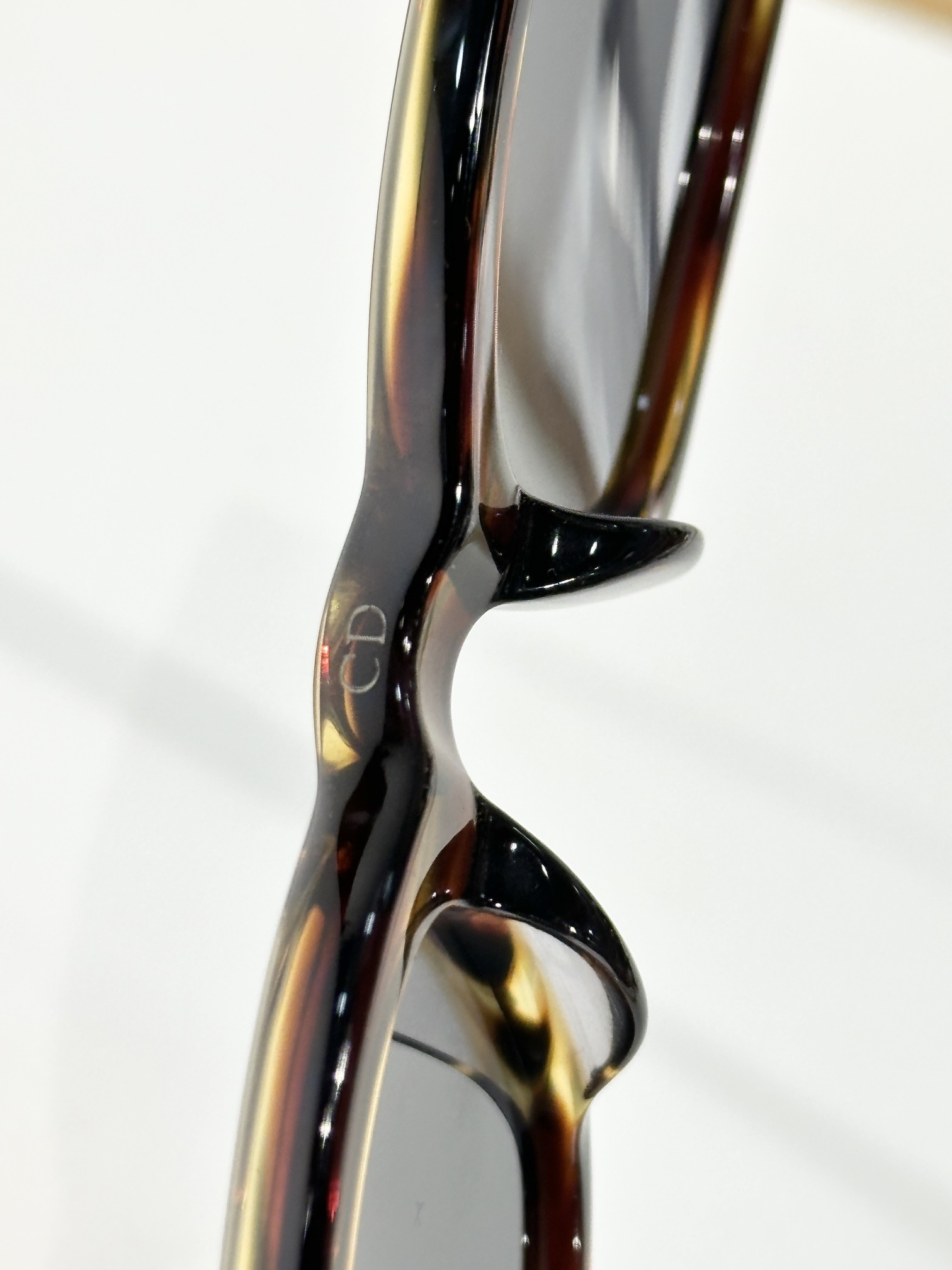 DiorBlackSuit S16I Brown Horn-Effect Rectangular Sunglasses