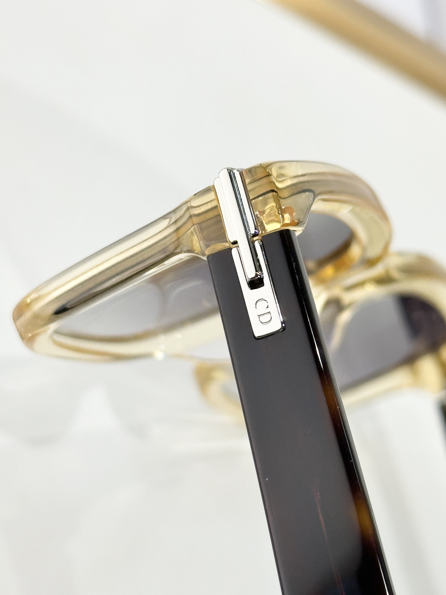 DiorBlackSuit S16I Transparent Beige Rectangular Sunglasses