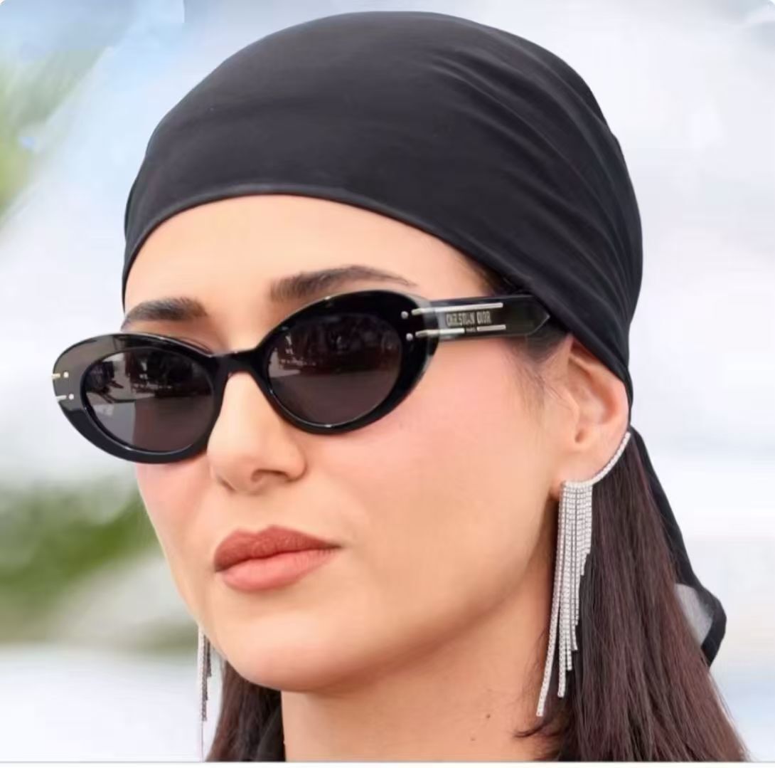 Vintage Cat-Eye Oval Sunglasses for Women – Chic Retro Black