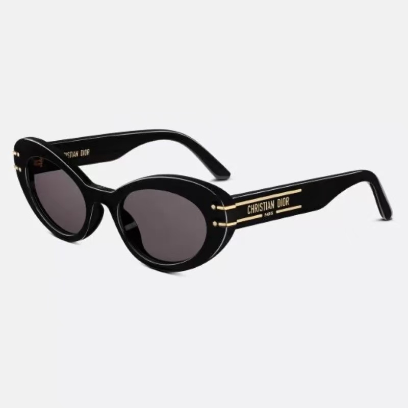 Vintage Cat-Eye Oval Sunglasses for Women – Chic Retro Black