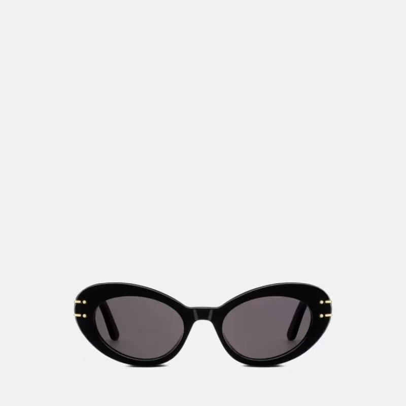 Vintage Cat-Eye Oval Sunglasses for Women – Chic Retro Black
