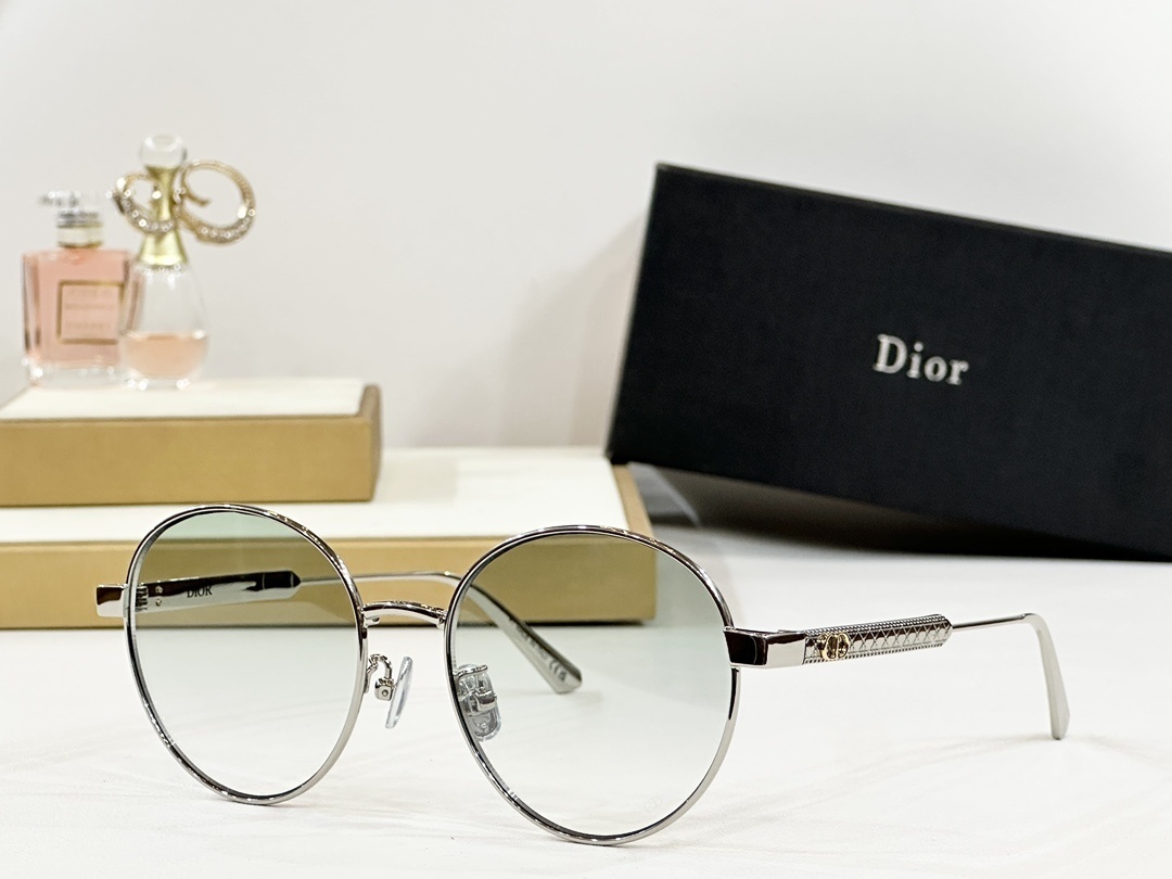 Dior Silver Round Sunglasses – Crystal Temple Detail