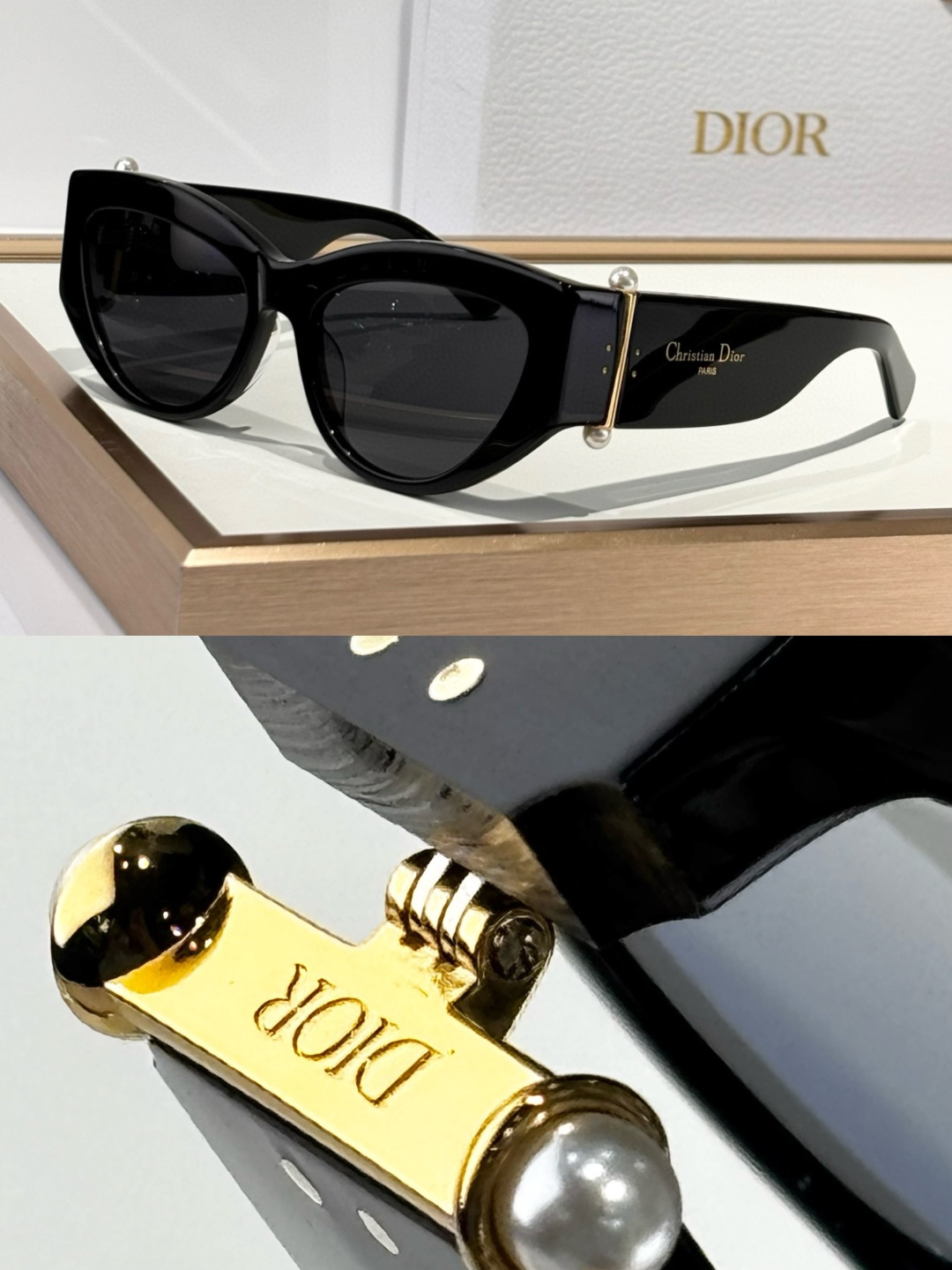 Dior Luxury Cat-Eye Sunglasses with Signature Pearl Details