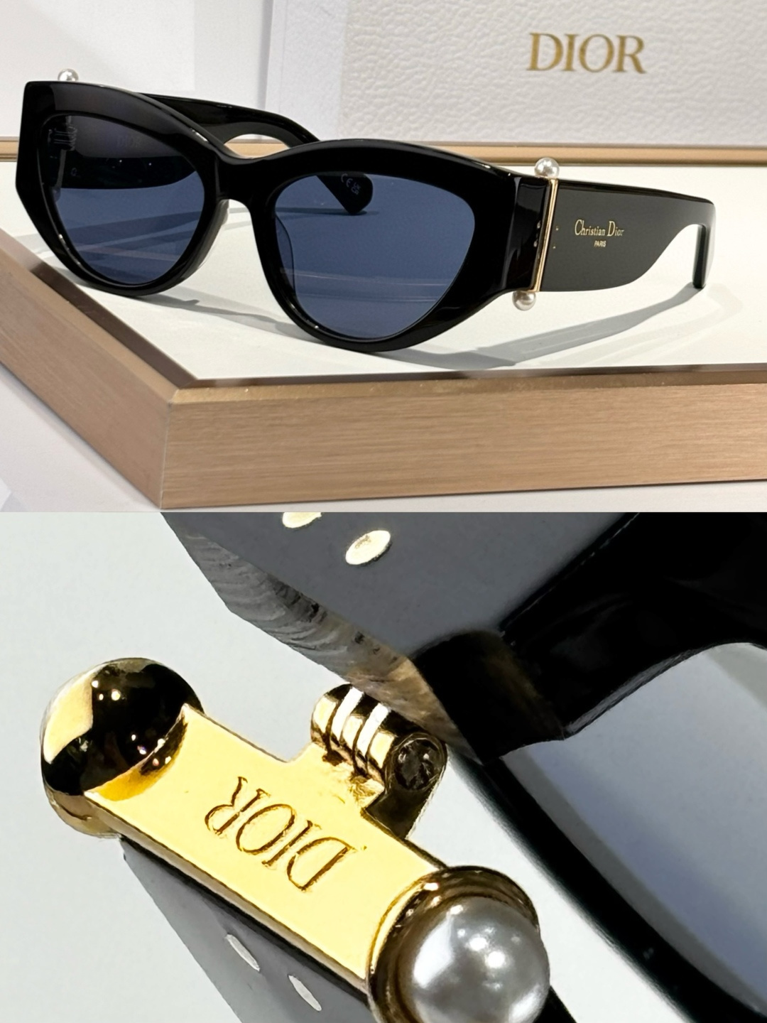 Dior Luxury Cat-Eye Sunglasses with Signature Pearl Details