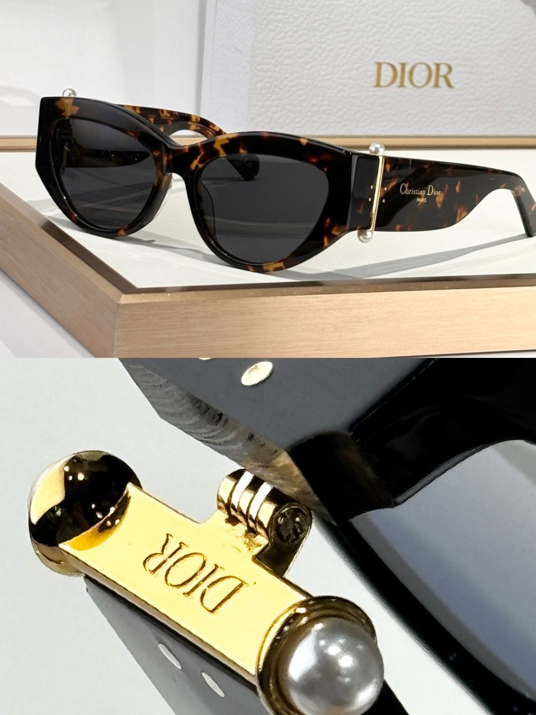 Dior Luxury Cat-Eye Sunglasses with Signature Pearl Details