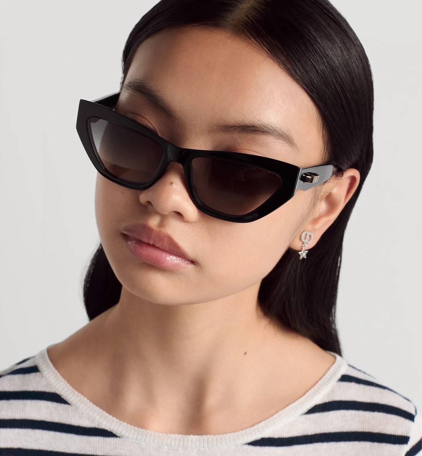 Dior Black Cat-Eye Sunglasses with Gold Signature Logo