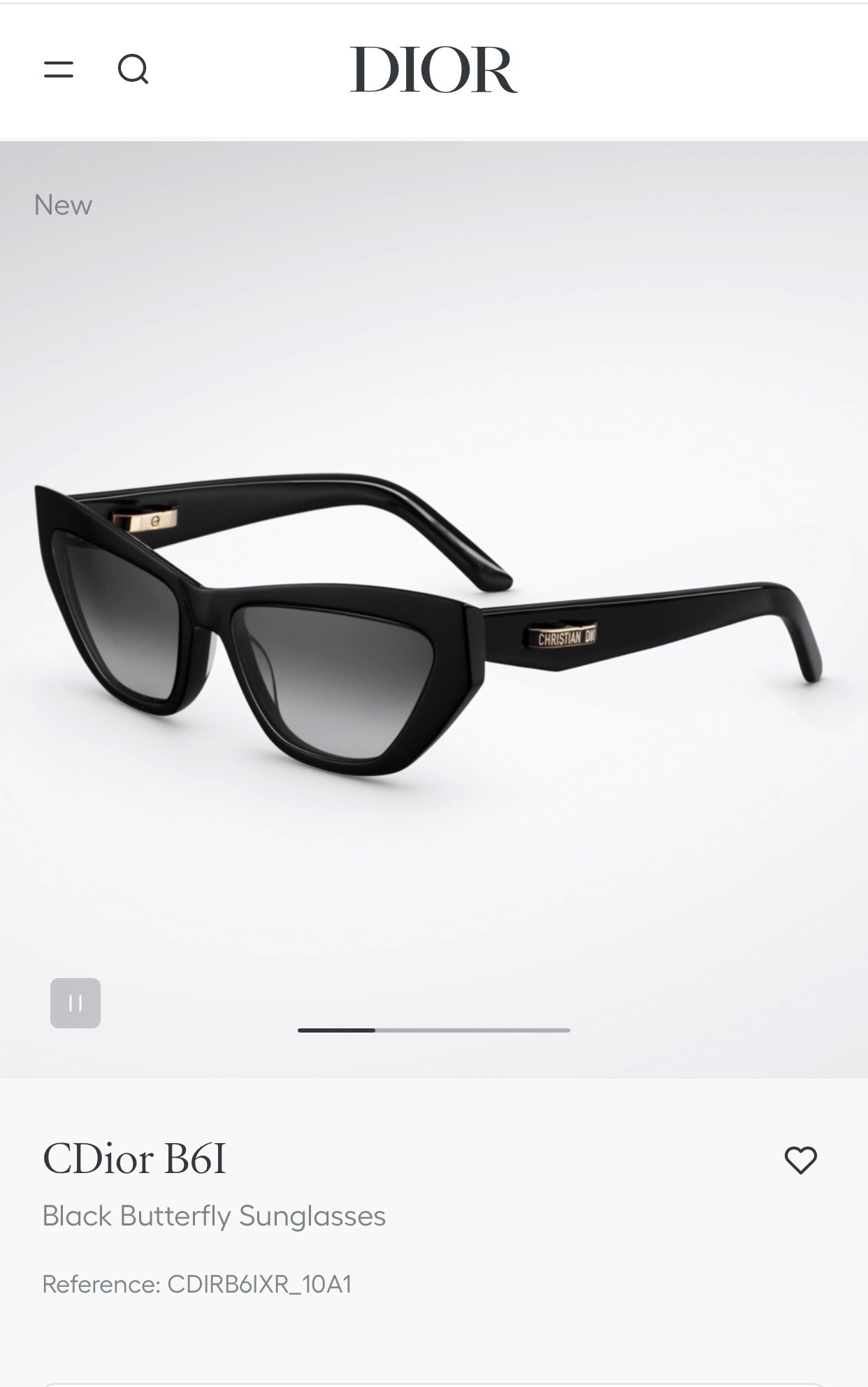 Dior Black Cat-Eye Sunglasses with Gold Signature Logo