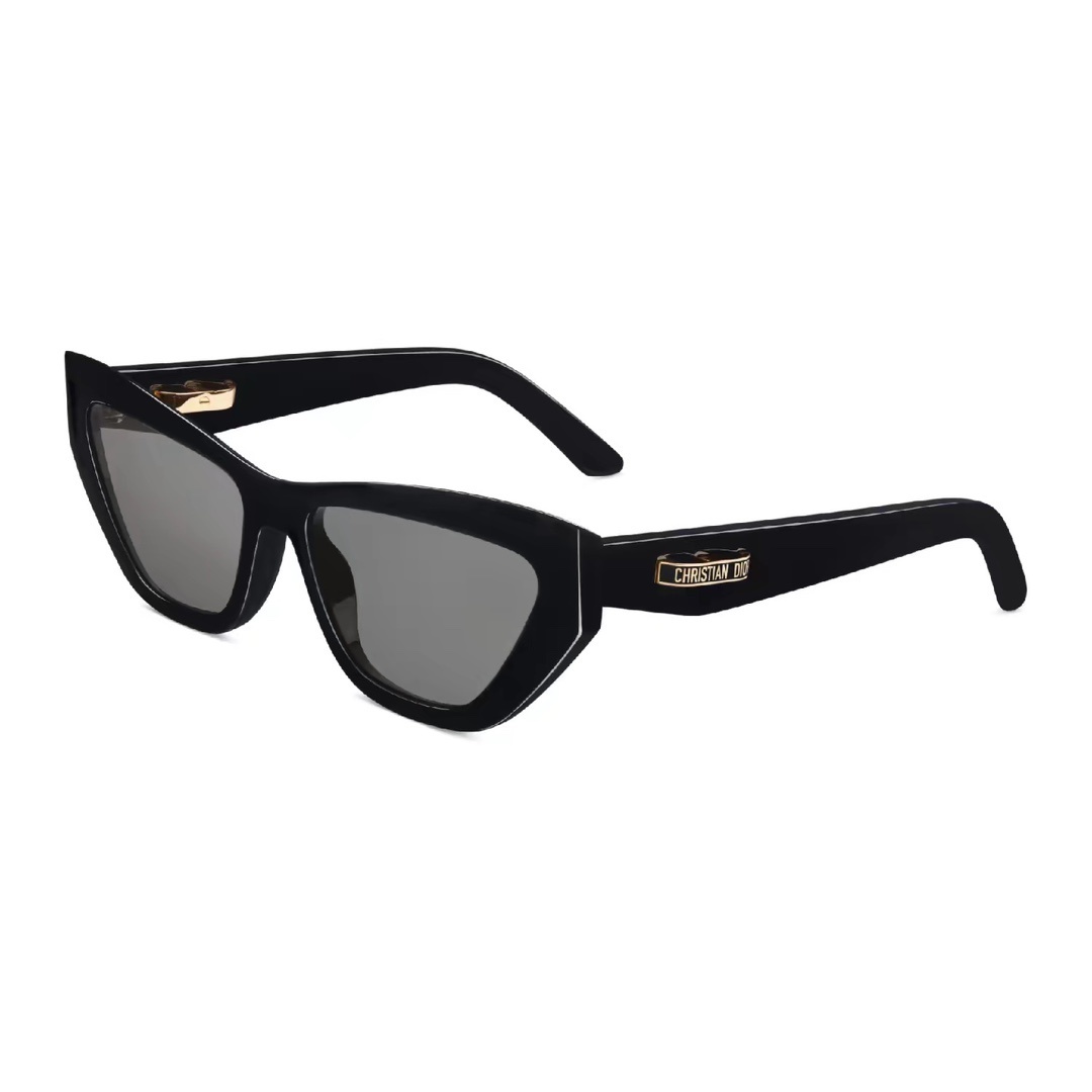 Dior Black Cat-Eye Sunglasses with Gold Signature Logo