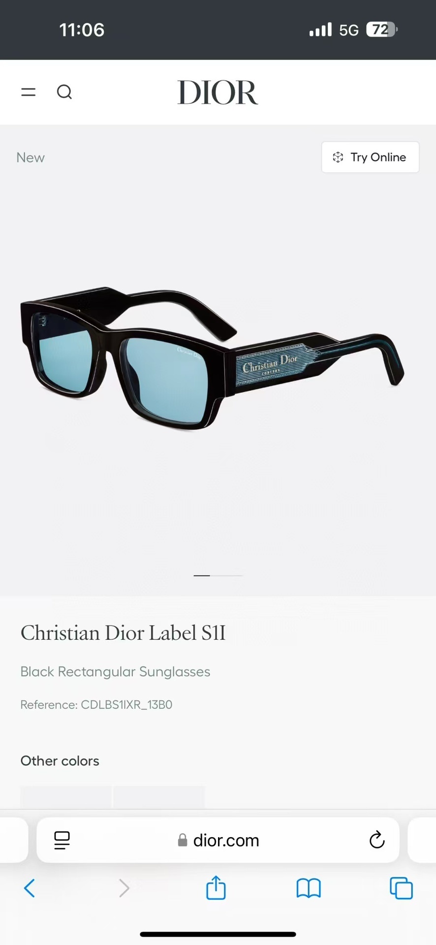 label Dior Black Rectangular Sunglasses – Dior Black Label SII