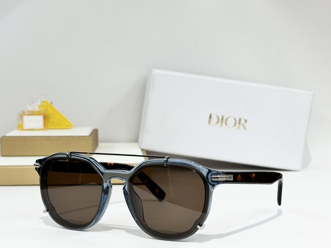 Dior Round Frame Blue Sunglasses – Brown Lens