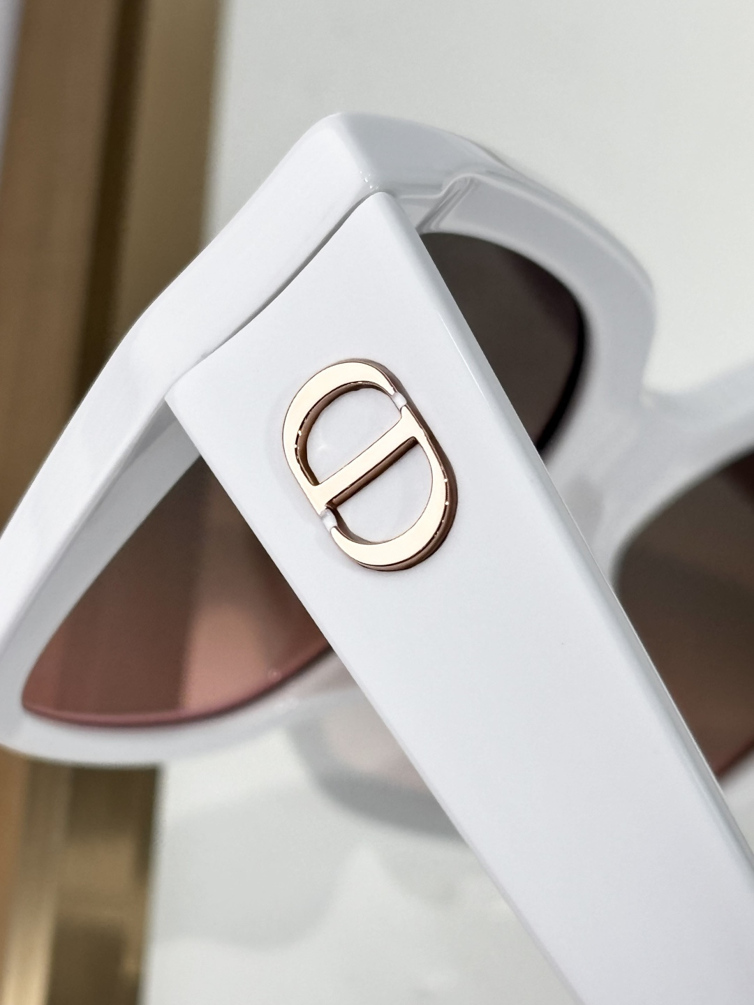 Christian Dior White Square Sunglasses with Gradient Lenses