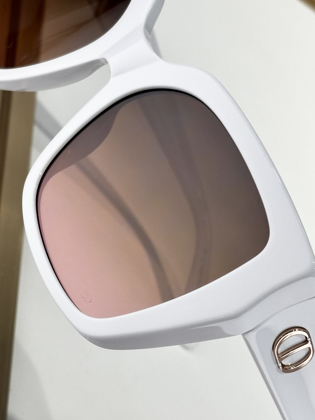 Christian Dior White Square Sunglasses with Gradient Lenses
