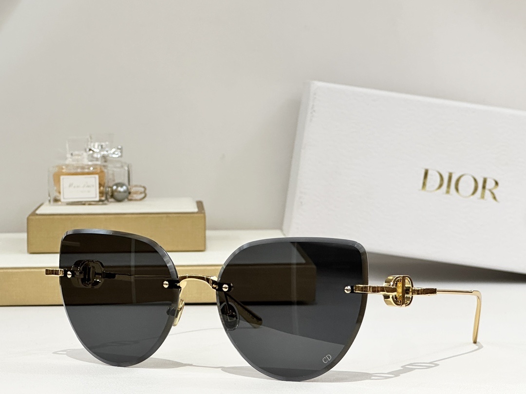 Dior Luxury Rimless Cat-Eye Sunglasses with CD Signature