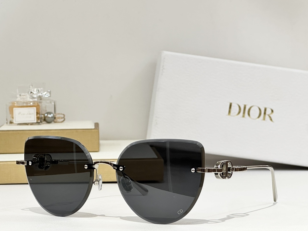 Dior Luxury Rimless Cat-Eye Sunglasses with CD Signature