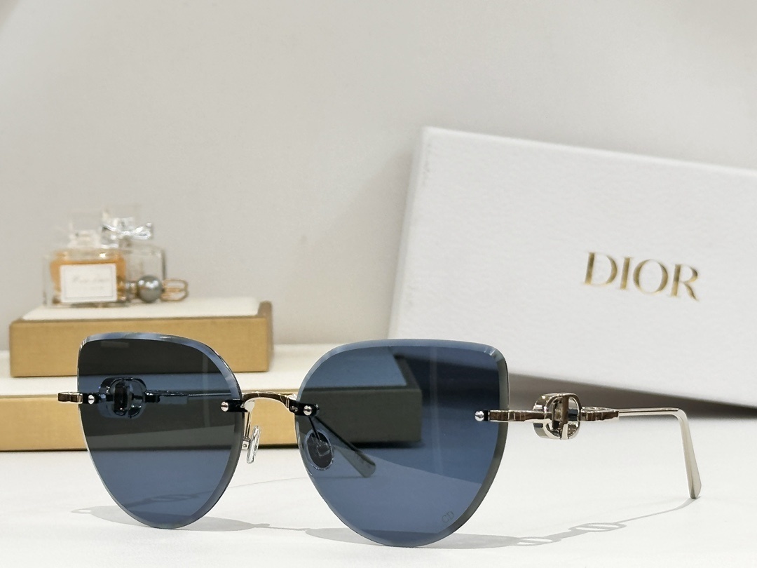 Dior Luxury Rimless Cat-Eye Sunglasses with CD Signature