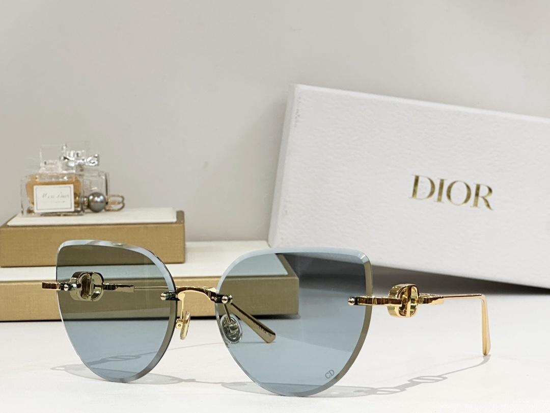 Dior Luxury Rimless Cat-Eye Sunglasses with CD Signature