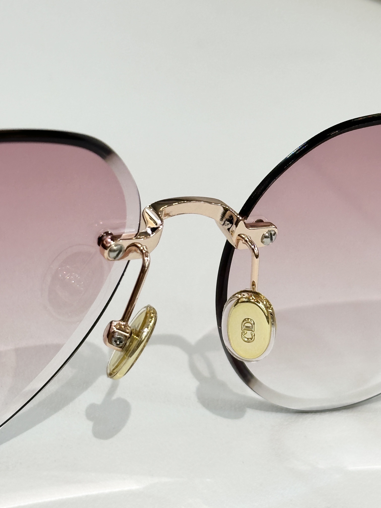 Dior Luxury Rimless Cat-Eye Sunglasses with CD Signature
