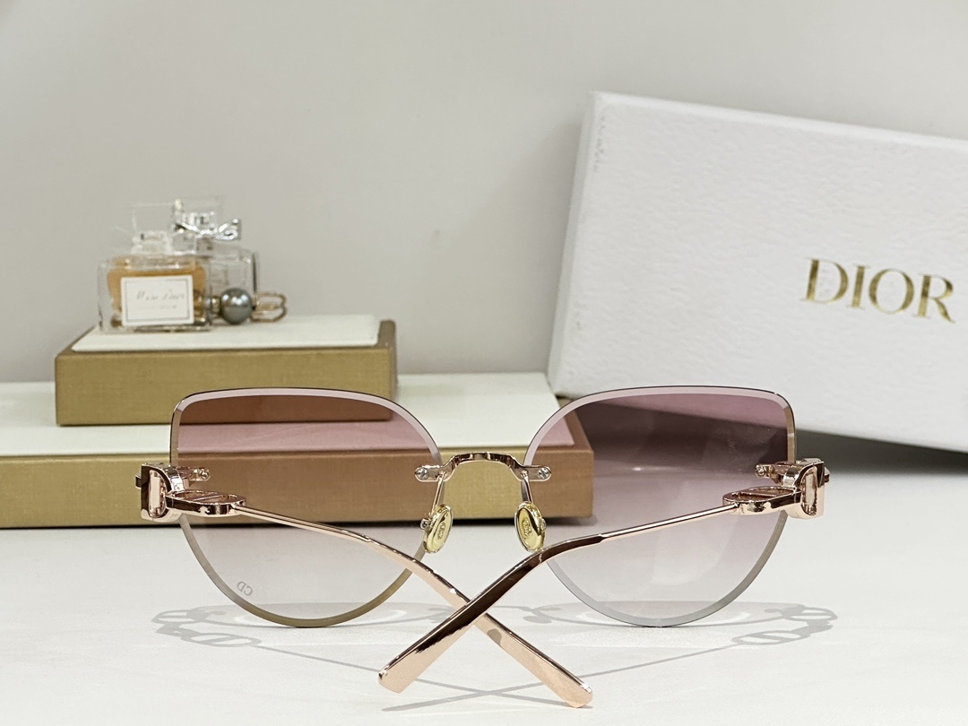 Dior Luxury Rimless Cat-Eye Sunglasses with CD Signature