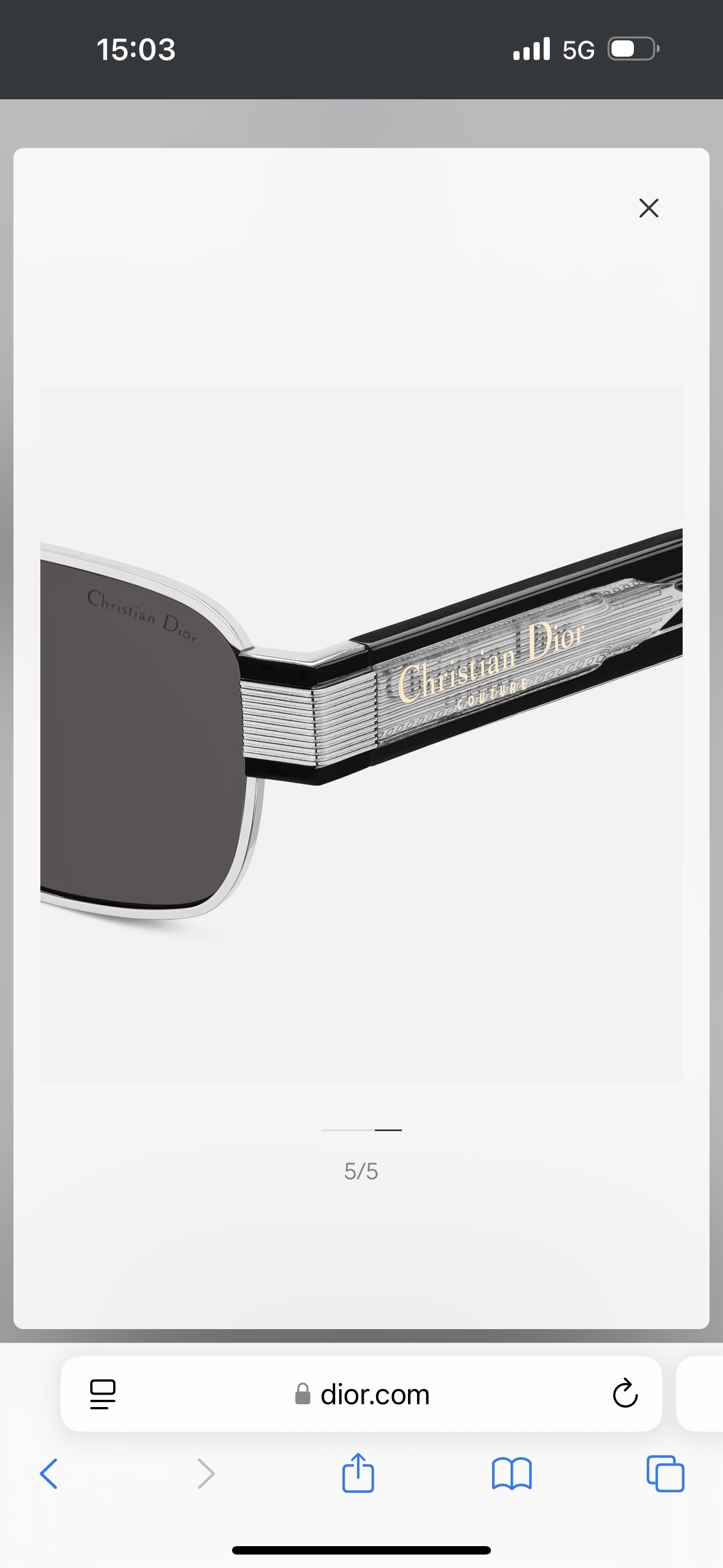 Christian Dior Couture Rectangular Sunglasses – Black & Silver